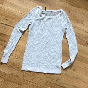 Long-Sleeve White/Grey Shirt from Express